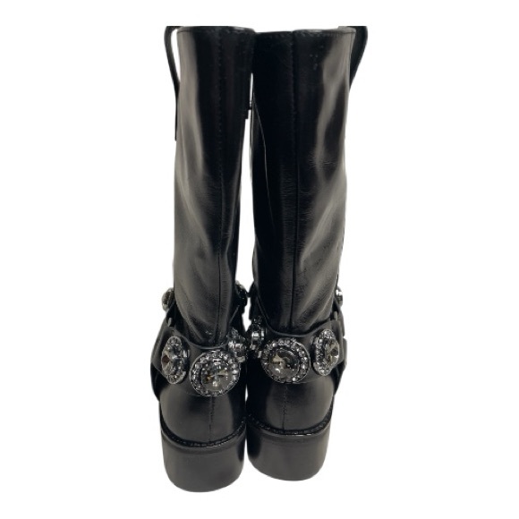 Kurt Geiger London Octavia Harness Black Leather Combat Boots Sz 8/38.5 - Picture 2 of 8